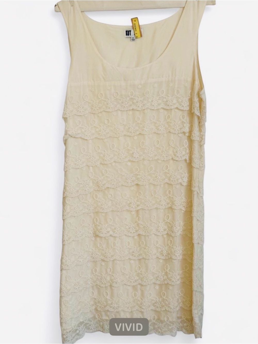 KUT from the Kloth Cream Lace Overlay Tank Dress XL